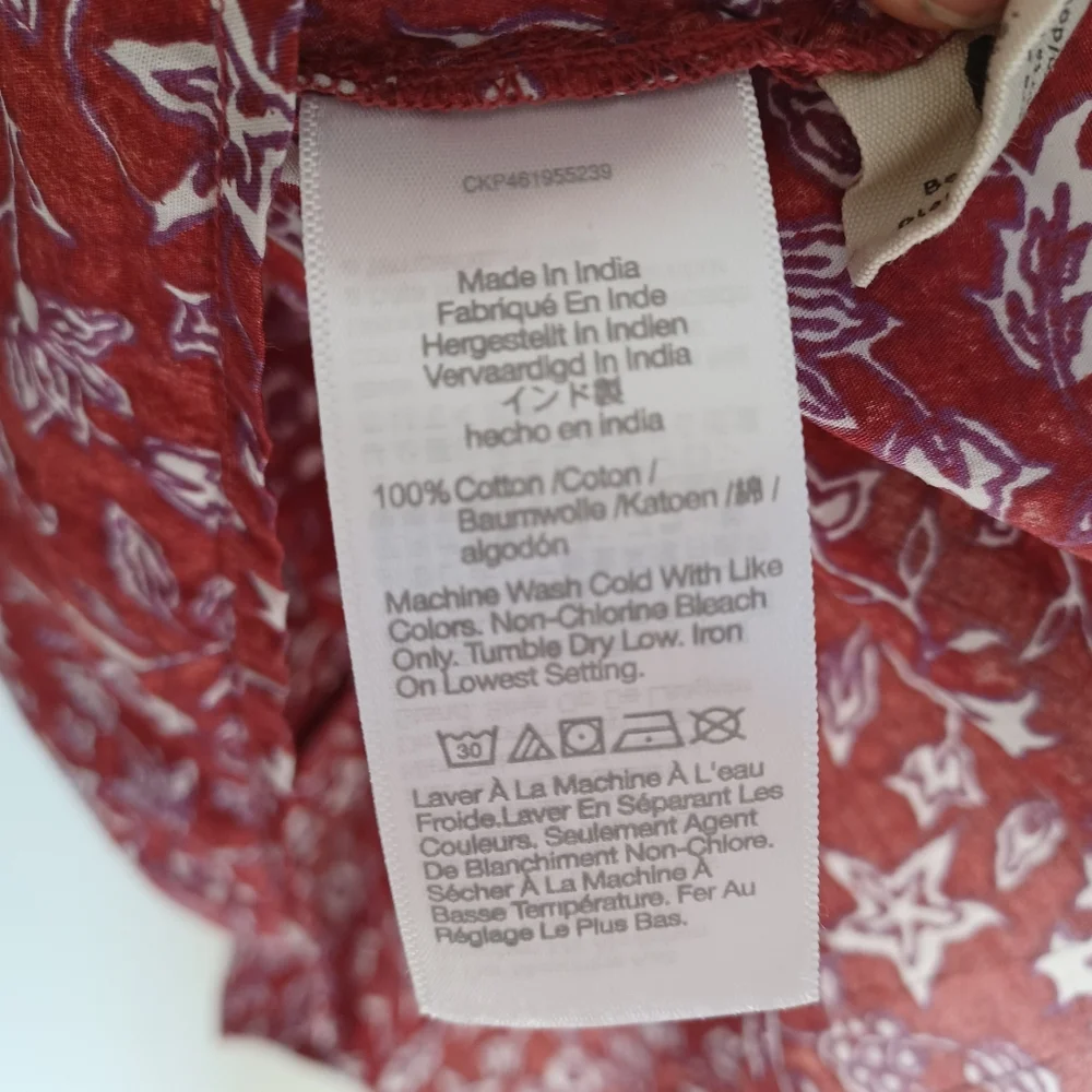 Madewell Rust Red Floral Puff-Sleeve Blouse